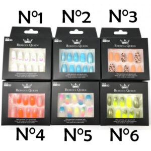 Uñas Postizas Colores con Pegamento 12 Tamaños Cubierta Completa
