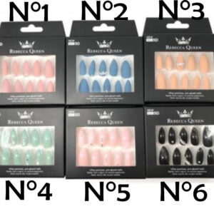 Uñas Postizas Colores con Pegamento 12 Tamaños Cubierta Completa