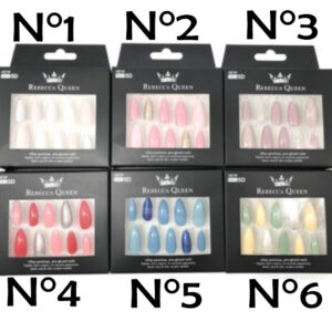 Uñas Postizas Colores con Pegamento 12 Tamaños Cubierta Completa