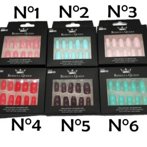Uñas Postizas Colores con Pegamento 12 Tamaños Cubierta Completa