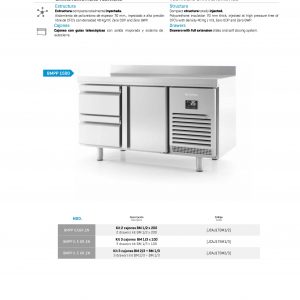 Mesa refrigerada con cajones