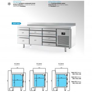 Mesa refrigerada con cajones