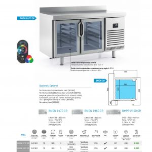 Mesa refrigerada con puertas de cristal