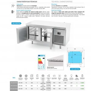 Mesa refrigerada central euronorma 600 x 400 puertas a dos caras