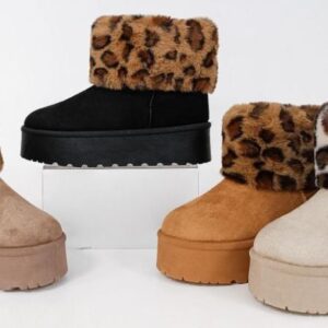 Botas de pelo altas Con estampado de leopardo