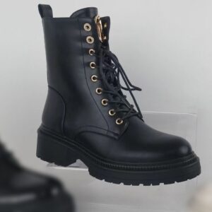 Bota de militar negra de cuero