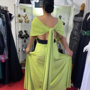 vestido largo verde pistacho