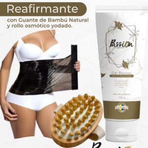 gel frio reafirmante con guante de bambú natural y rollo de papel para adelgazar osmótico y yodado