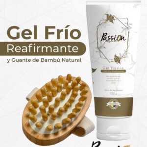 gel frio reafirmante con guante masajeador de bambú