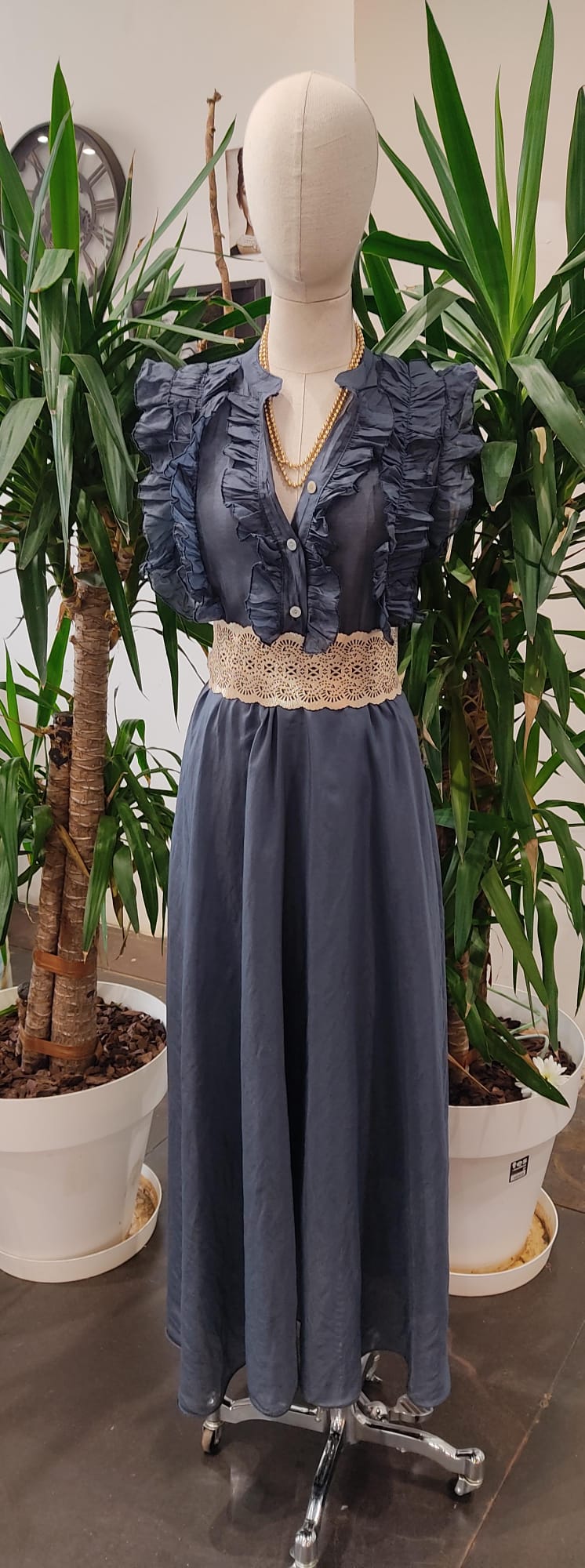 👘 KIMONOS Y CONJUNTOS ESTAMPADOS👚 CONJUNTOS FLUIDOS CON DETALLE DORADO Conjunto dos piezas encaje beige – Vestido elegante para eventos S/M/L - Imagen 38