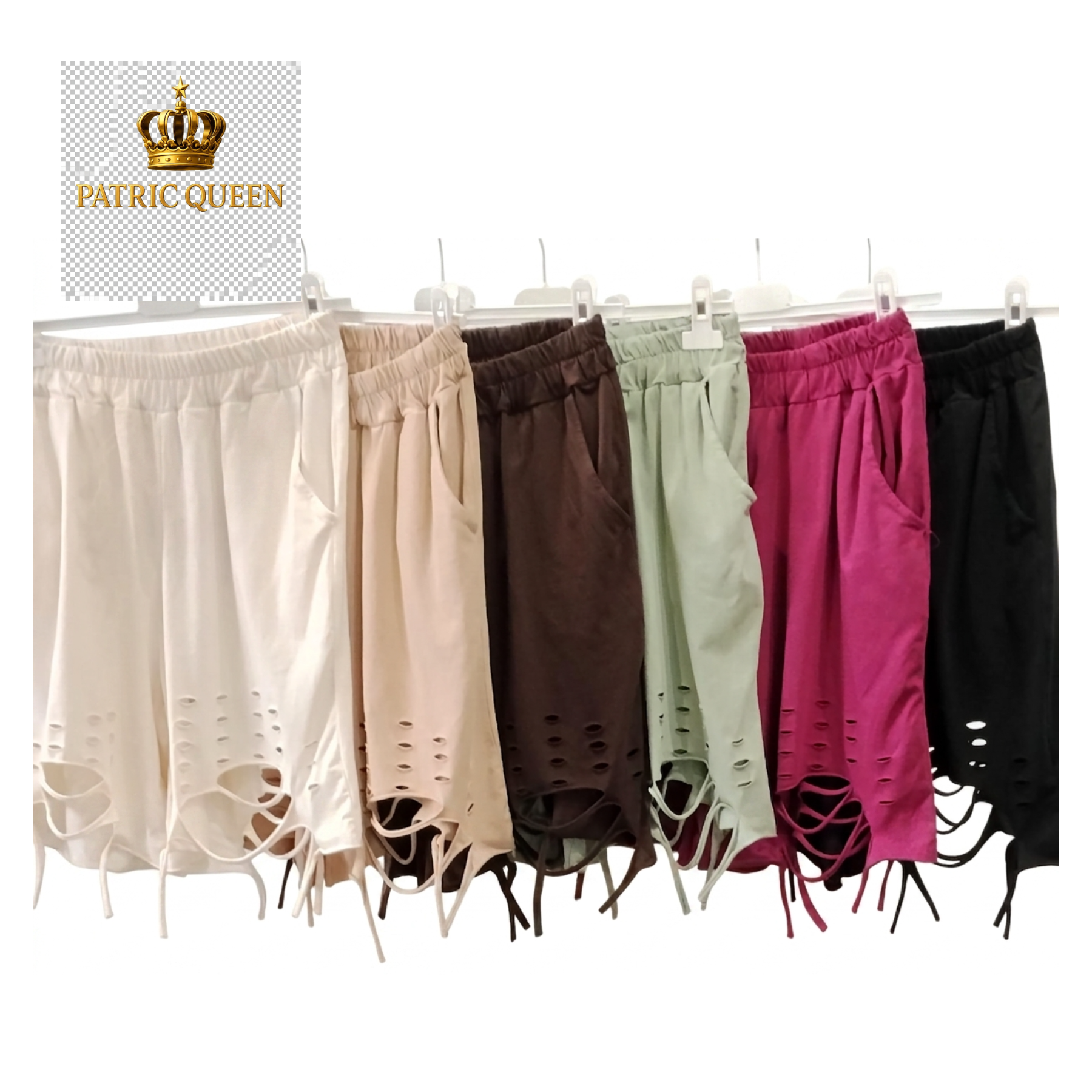 vistiendo conjunto de dos piezas con camiseta calada de camuflaje y pantalón corto con tachuelas de PatricQuee - Imagen 12