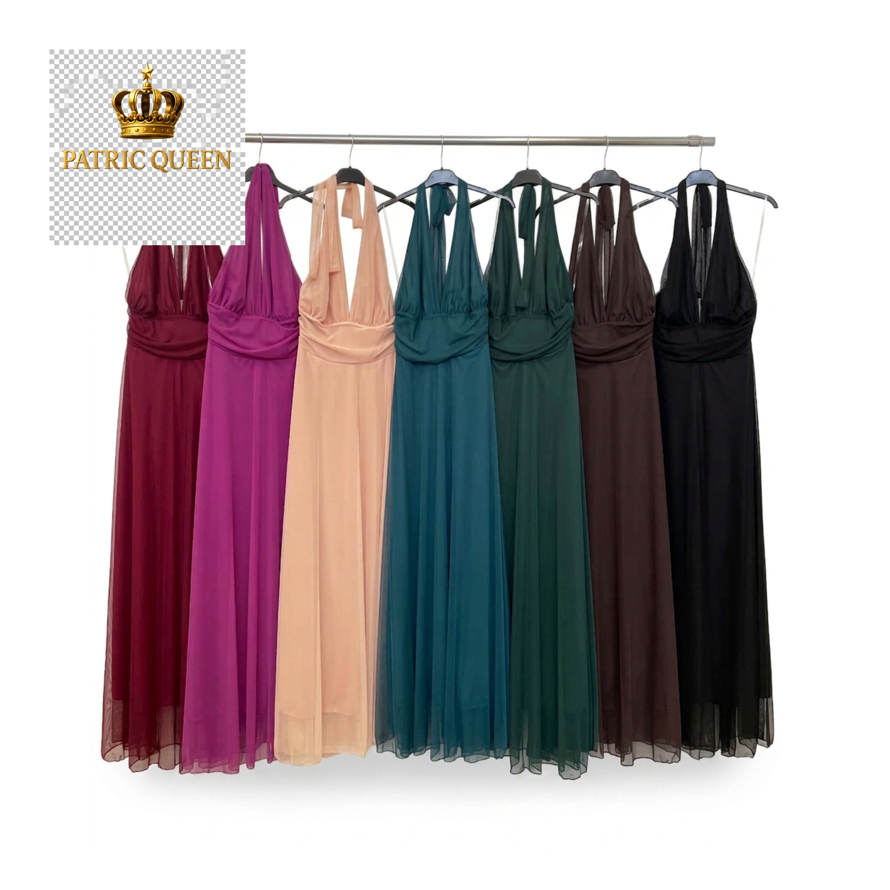 Vestido de Fiesta Largo Escote Halter Drapeado - Colección Gala | PatricQueen - Imagen 3