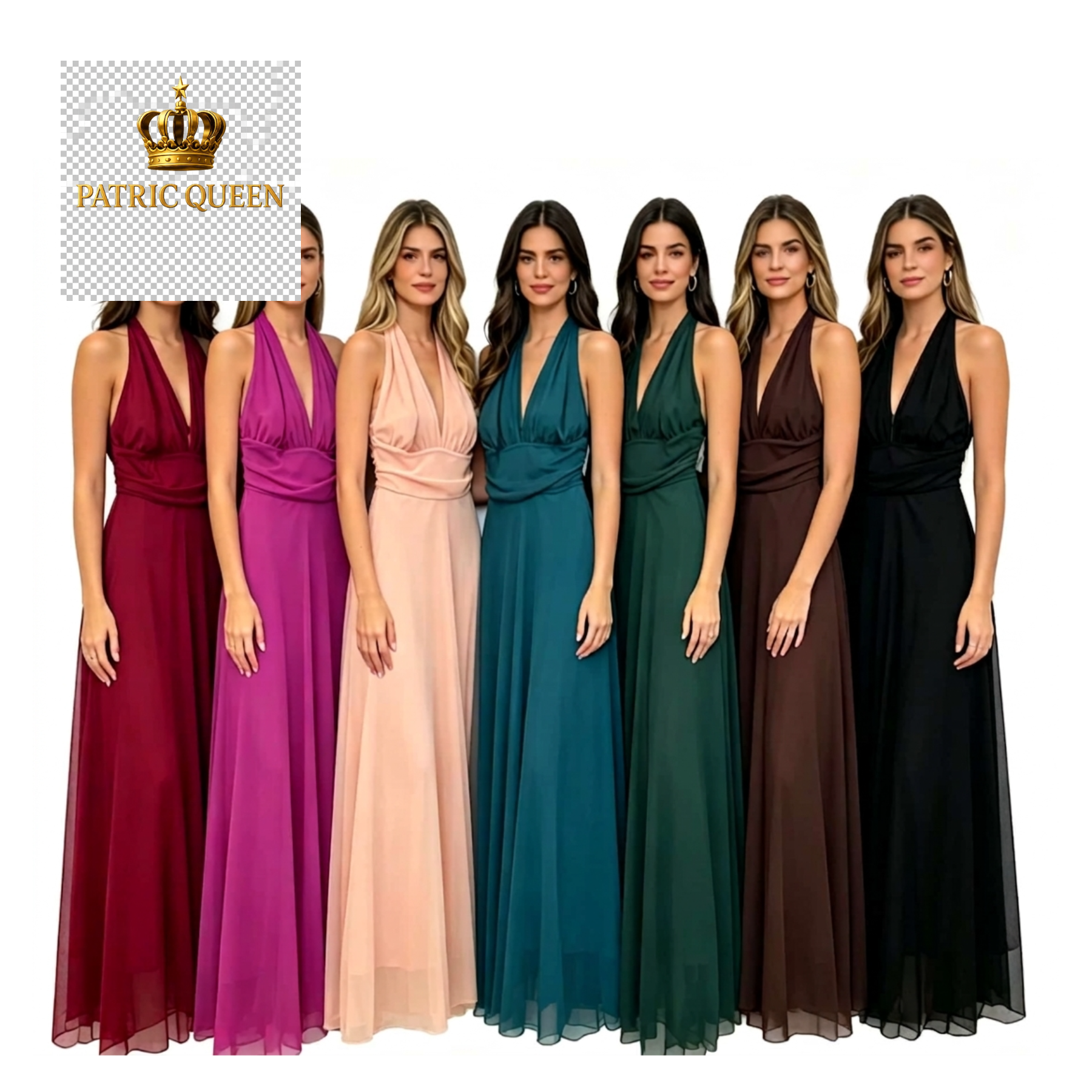 Vestido de Fiesta Largo Escote Halter Drapeado - Colección Gala | PatricQueen - Imagen 2