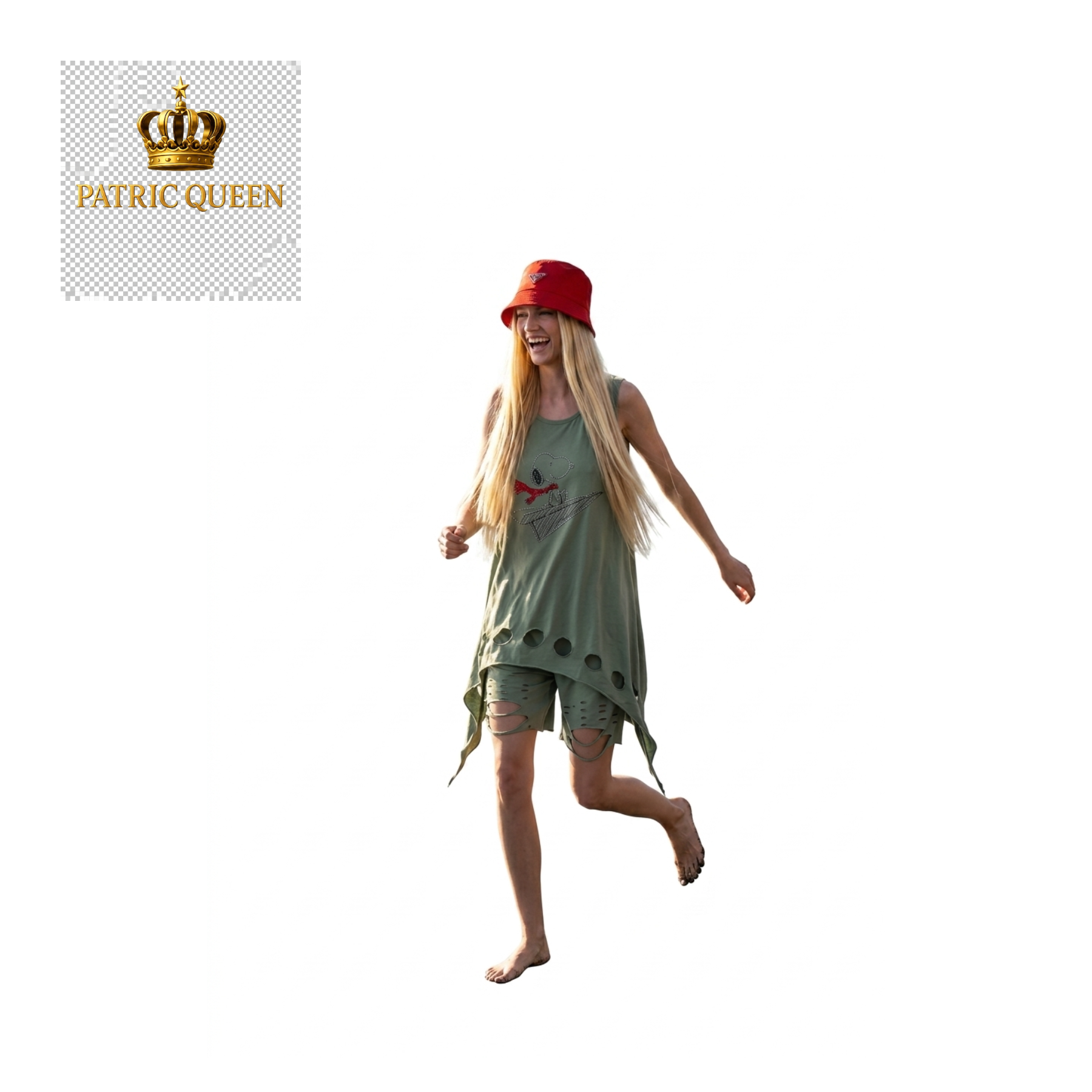 vistiendo conjunto de dos piezas con camiseta calada de camuflaje y pantalón corto con tachuelas de PatricQuee - Imagen 8