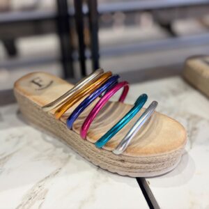 Sandalia Plataforma de Rafia con Tiras Metalizadas Multicolor | PatricQueen