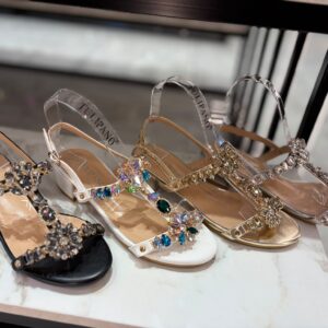 Sandalia de Vestir con Pedrería Joya Multicolor y Tacón Bajo | PatricQueen